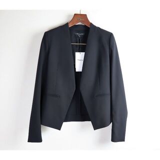 セオリー(theory)の新品　Theory 定番 TAILOR LANAI ノーカラー ジャケット 黒0(テーラードジャケット)