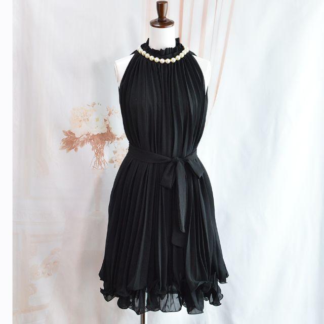 新品❤ブラック パール付き♪シンプル ドレス 4色あり レディースのフォーマル/ドレス(ミニドレス)の商品写真