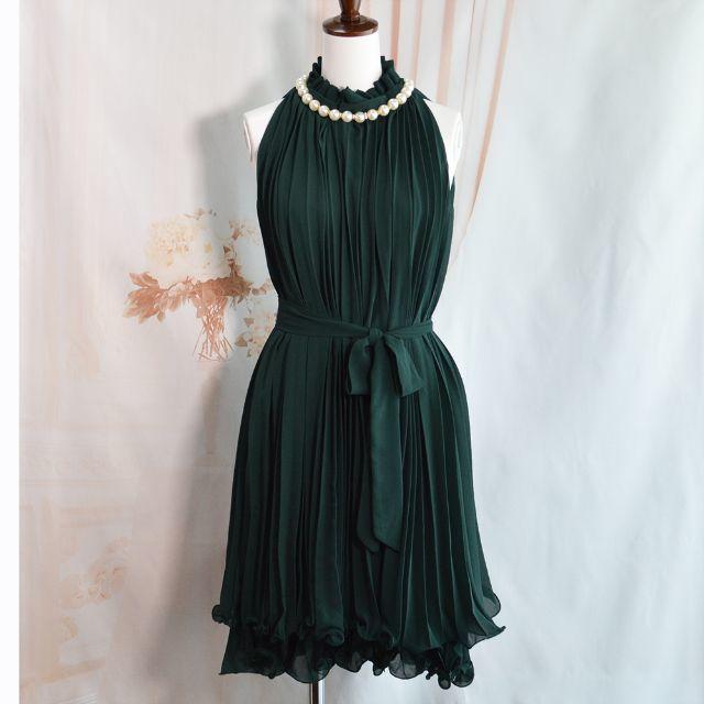 新品❤ブラック パール付き♪シンプル ドレス 4色あり レディースのフォーマル/ドレス(ミニドレス)の商品写真