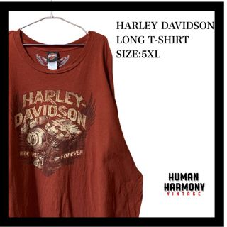 ハーレーダビッドソン(Harley Davidson)のハーレーダビッドソン ロンT Tシャツ ビッグサイズ 5XL 古着 ゆるだぼ(Tシャツ/カットソー(七分/長袖))