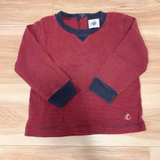 プチバトー(PETIT BATEAU)のプチバトー　マリン　ボーダー　長袖　18m/81cm ヨット　ネイビー　赤(シャツ/カットソー)