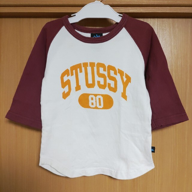 ステューシー七分袖ラグランTシャツS3T90cm白エンジ朱色オレンジSTUSSY | フリマアプリ ラクマ