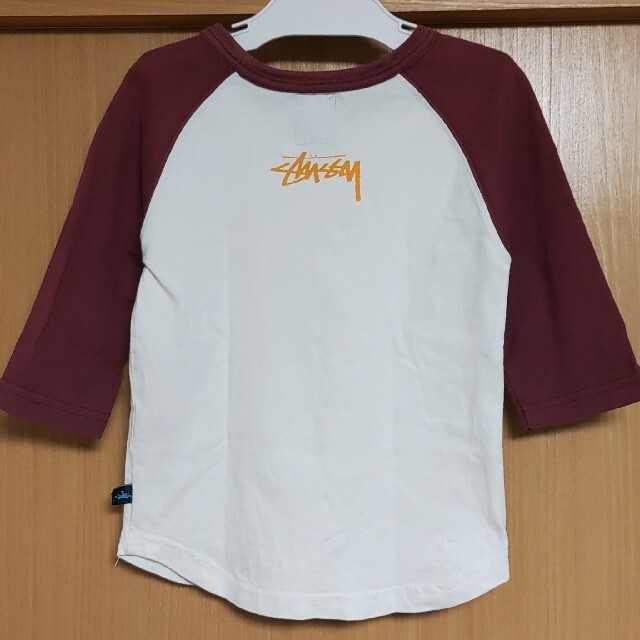 ステューシー七分袖ラグランTシャツS3T90cm白エンジ朱色オレンジSTUSSY