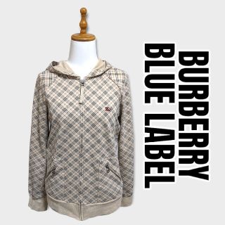 バーバリーブルーレーベル(BURBERRY BLUE LABEL)のバーバリーブルーレーベル　ジップアップパーカー　ノバチェック  長袖　ベージュ(パーカー)