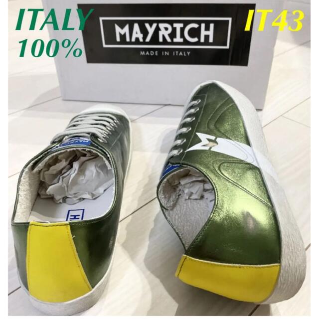 【新品】MAYRICH(メイリッチ) グリーン/メタル 43 イタリア製 メンズの靴/シューズ(スニーカー)の商品写真