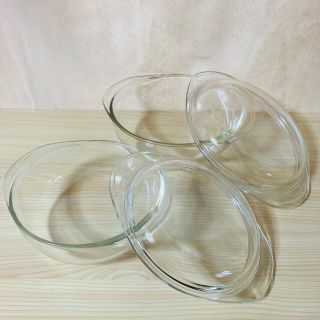 パイレックス(Pyrex)のオールドパイレックス クリアガラス キャセロール２個セット(調理道具/製菓道具)