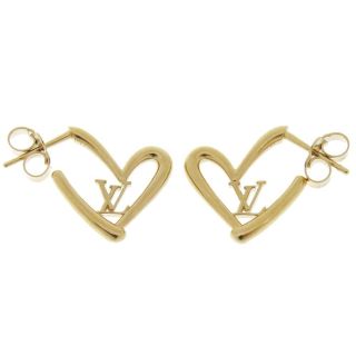 LOUIS VUITTON Earrings LV Heart Fall in Love M00463 Hoop Gold GP