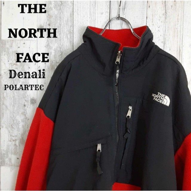 THE NORTH FACE(ザノースフェイス)の美品US規格ノースフェイスデナリジャケット黒ブラック赤レッドポーラテック刺繍ロゴ メンズのジャケット/アウター(ブルゾン)の商品写真