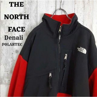 ザノースフェイス(THE NORTH FACE)の美品US規格ノースフェイスデナリジャケット黒ブラック赤レッドポーラテック刺繍ロゴ(ブルゾン)