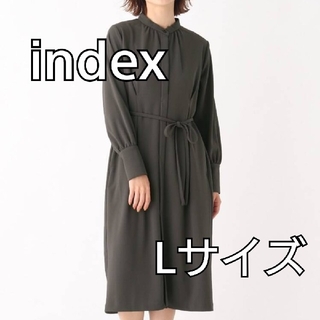 インデックス(INDEX)の2189 index インデックス タックワンピース ダークグレー L 新品(ひざ丈ワンピース)