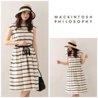 マッキントッシュフィロソフィー(MACKINTOSH PHILOSOPHY)の【マッキントッシュフィロソフィー】マルチボーダーワンピース　フィット&フレア(ひざ丈ワンピース)