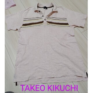 タケオキクチ(TAKEO KIKUCHI)の『TAKEO KIKUCHI』ピンク&茶黄ボーダー　ポロシャツ(ポロシャツ)