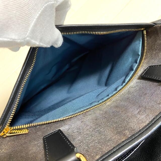 新品 幻想的藍染 京都伝統西陣織 ビッグレザーハンドトートバッグ 金箔