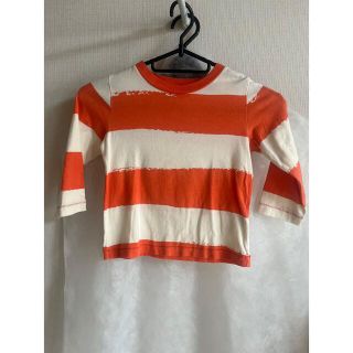 プチバトー(PETIT BATEAU)のプチバトー　86cm ロンT オレンジボーダー(シャツ/カットソー)