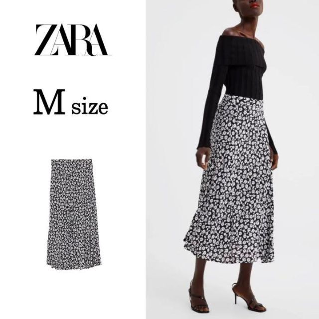 フラワープリントフリルスカート S ZARA ザラ