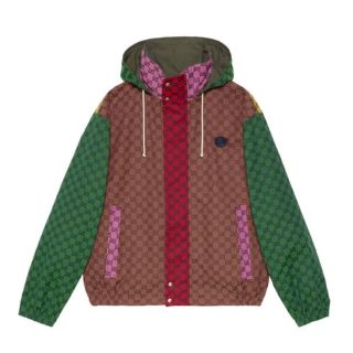 グッチ(Gucci)のグッチ　マルチカラー　リバーシブルジャケット　44サイズ(ダウンジャケット)