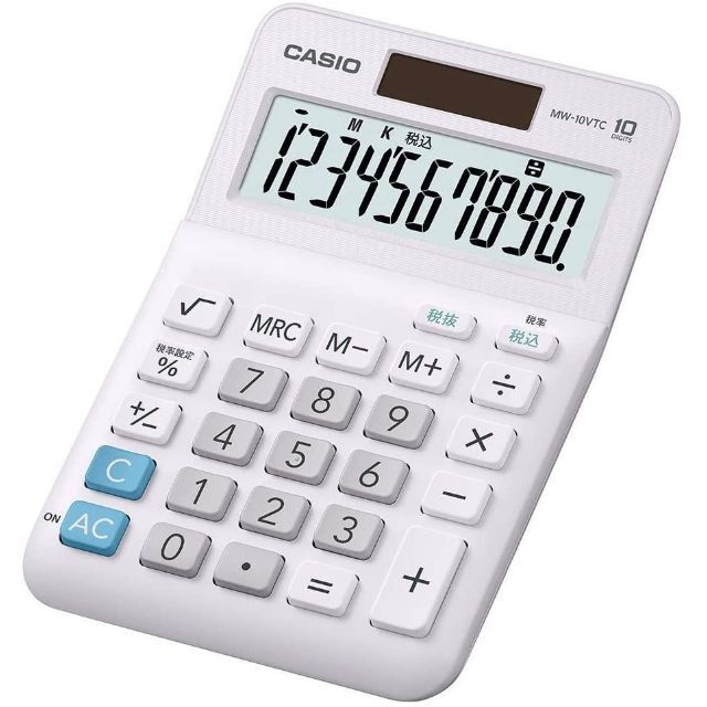 CASIO(カシオ)の電卓　カシオ　10桁　MW-10VTC インテリア/住まい/日用品のオフィス用品(OA機器)の商品写真