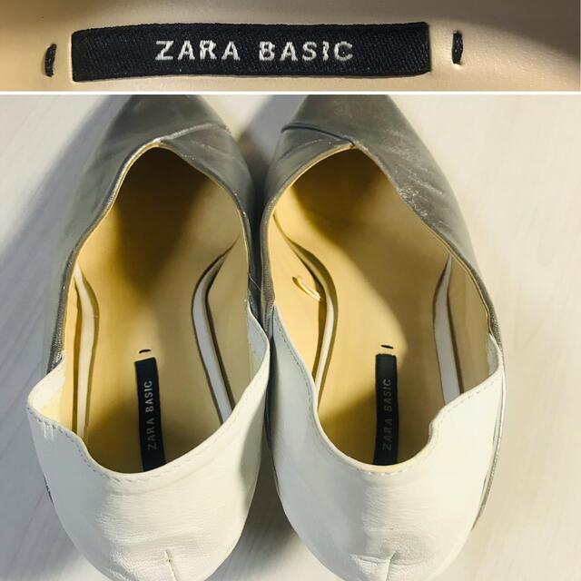 ZARA(ザラ)の◪ ZARA BASIC シルバー×白 ミュールorパンプス 39 ◪ レディースの靴/シューズ(ミュール)の商品写真