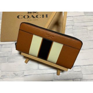 コーチ(COACH)の【COACH】コーチ長財布 (F75395) ブラウン×ホワイト×ブラックライン(長財布)