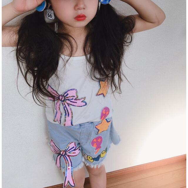 セットアップ キャミソール+デザイン パンツ キッズ/ベビー/マタニティのキッズ服女の子用(90cm~)(パンツ/スパッツ)の商品写真