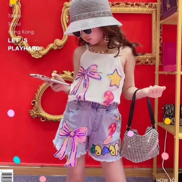 セットアップ キャミソール+デザイン パンツ キッズ/ベビー/マタニティのキッズ服女の子用(90cm~)(パンツ/スパッツ)の商品写真