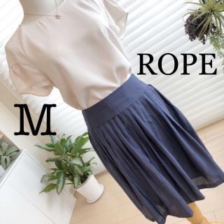 ロペ(ROPE’)のROPE ロペ　Mサイズ　膝丈スカート  光沢　クラシックブルー　秋服秋色夏生地(ミニスカート)