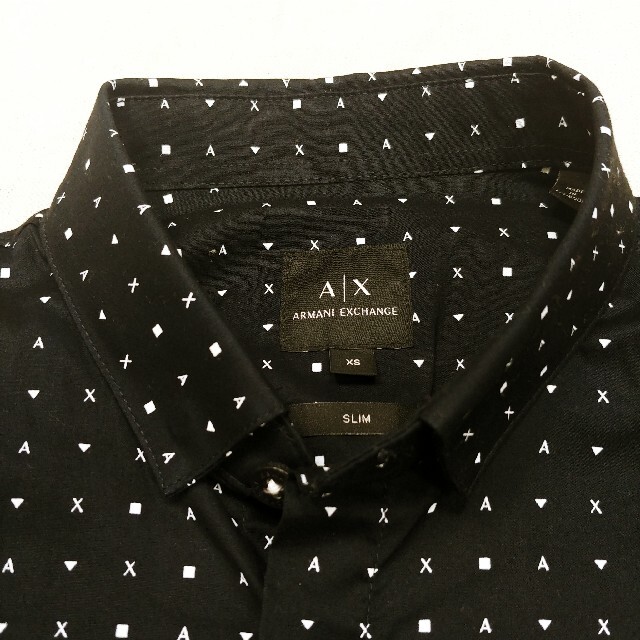 新品 ARMANI EXCHANGE グラフィックロゴプリント 長袖シャツ L黒