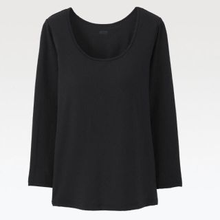 ユニクロ(UNIQLO)のユニクロヒートテックブラトップUネックT黒ブラック★早い者勝ち★(Tシャツ(長袖/七分))