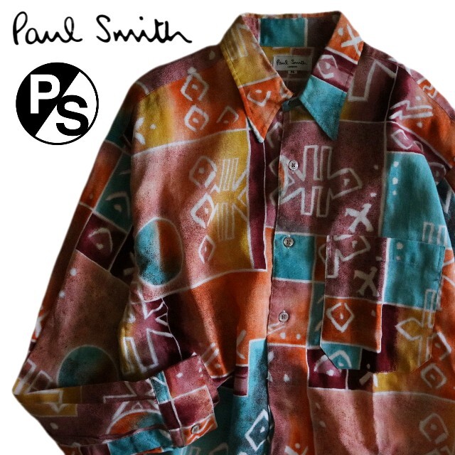 【PAUL SMITH】美品　長袖シャツ　総柄　プルオーバー　L-LL相当☆