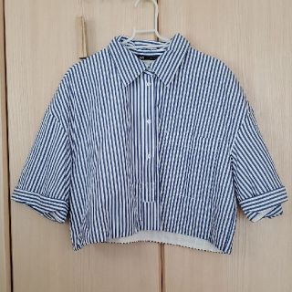 ザラ(ZARA)の新品タグ付き　ZARA　レディース　ストライプ半袖シャツ(シャツ/ブラウス(半袖/袖なし))