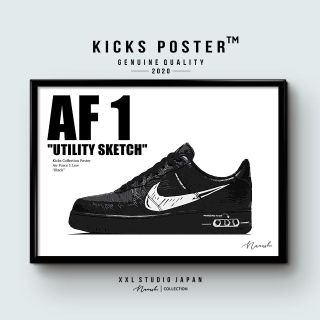 AF1 スケッチ ブラック スニーカーポスター AF1-32(その他)