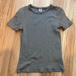 プチバトー(PETIT BATEAU)のプチバトー　クルーネック　Tシャツ　ミラレボーダー　紺　ネイビー(Tシャツ(半袖/袖なし))