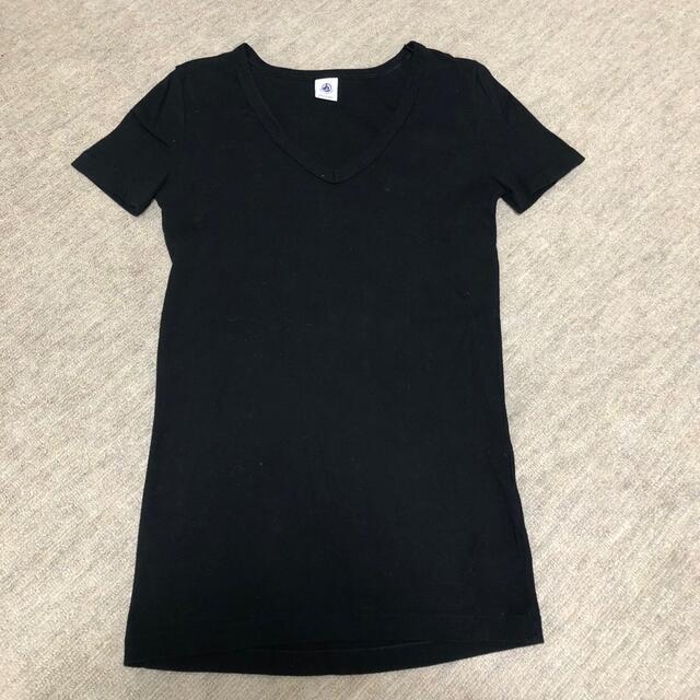 PETIT BATEAU(プチバトー)のPETIT BATEAU Vネック黒Tシャツ レディースのトップス(Tシャツ(半袖/袖なし))の商品写真