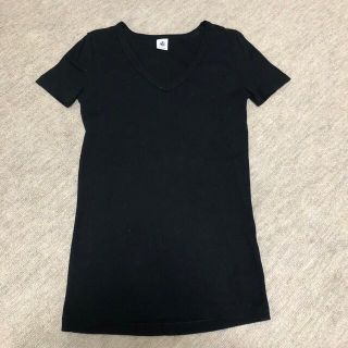 プチバトー(PETIT BATEAU)のPETIT BATEAU Vネック黒Tシャツ(Tシャツ(半袖/袖なし))