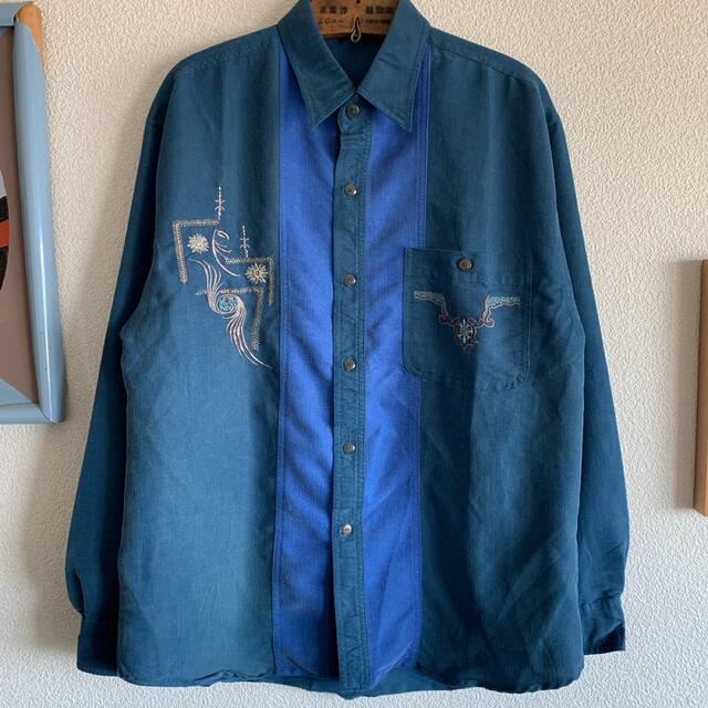 驚きの安さ 古着 ビンテージ 80s 長袖 シャツ ベロア シェル ボタン 美