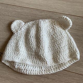エイチアンドエム(H&M)の赤ちゃん帽子新生児帽子くまみみプーさん白ニット(帽子)