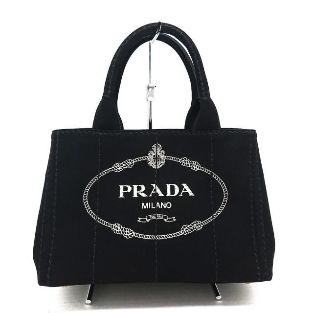 プラダ PRADA カナパトート トートバッグ キャンバス ボーダー レディース