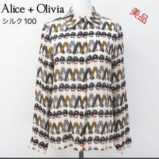 アリスアンドオリビア(Alice+Olivia)の激レア　Alice + Olivia 半袖 ブラウス ステイシー柄シルク100%(シャツ/ブラウス(長袖/七分))