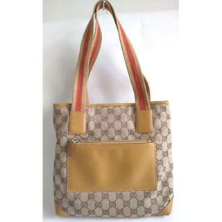 グッチ(Gucci)のGUCCI グッチ ミニトートバッグ シェリーライン GG柄 キャンバス　レザー(トートバッグ)