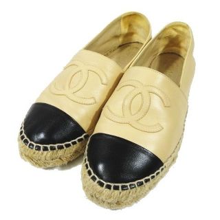 シャネル(CHANEL)のシャネル CHANEL エスパドリーユ フラットシューズ レザー 37 ベージュ(スニーカー)