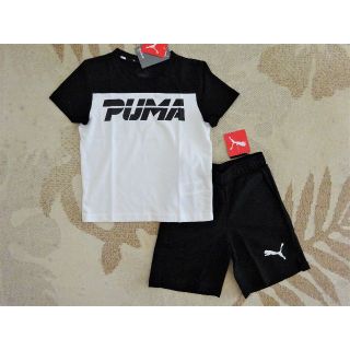 プーマ(PUMA)の新品★PUMA プーマ★120★半袖Tシャツ・ハーフパンツ★上下★セットアップ黒(Tシャツ/カットソー)