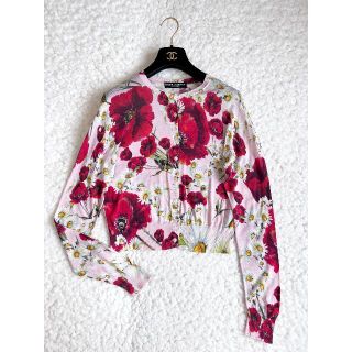 ドルチェアンドガッバーナ(DOLCE&GABBANA)のDOLCE&GABBANA　極美品　ポピー×デイジー　カーディガン　40(カーディガン)