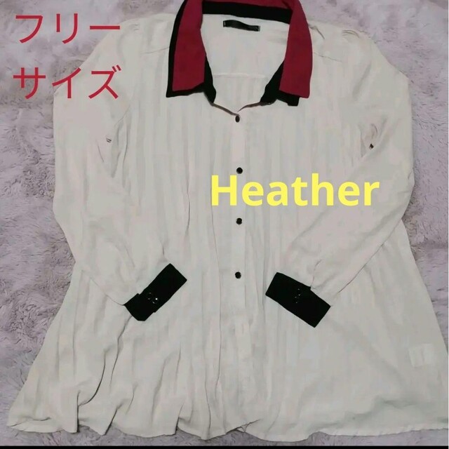 heather(ヘザー)の長袖シャツ Heather プリーツ タックブラウス 2枚襟 シフォン レディースのトップス(シャツ/ブラウス(長袖/七分))の商品写真