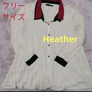 ヘザー(heather)の長袖シャツ Heather プリーツ タックブラウス 2枚襟 シフォン(シャツ/ブラウス(長袖/七分))
