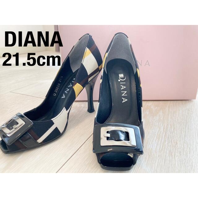 DIANA お洒落なアクセントカラー オープントゥ パンプス 21.5cm | フリマアプリ ラクマ