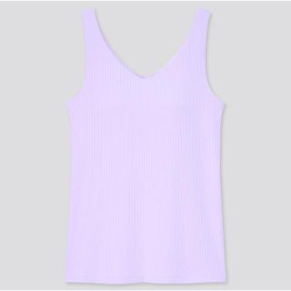 ユニクロ(UNIQLO)のUNIQLO エアリズムコットンリブvネックブラタンクトップ　71 PURPLE(タンクトップ)