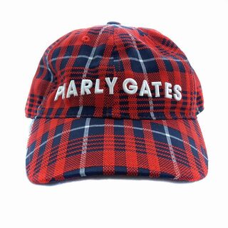 パーリーゲイツ(PEARLY GATES)のパーリーゲイツ 帽子 キャップ 野球帽 ロゴ 刺繍 チェック FR 赤 白(キャップ)