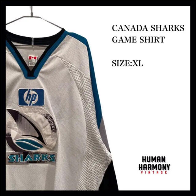 サイズXLサイズ着丈NHL CANADA SHARKS シャークス　ゲームシャツ　　ゆるだぼ