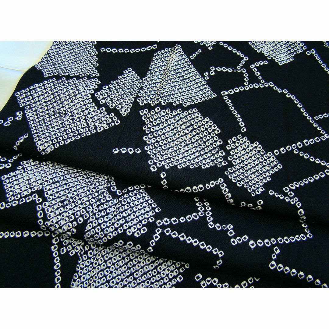 ★着物10★ 1円 絹 小紋 総鹿の子絞り 袷 身丈151cm 裄62cm [同梱可] ☆☆☆☆ 総鹿の子絞り 総疋田 京鹿の子 一目絞り 正絹小紋着尺 ：つゆくさ公式