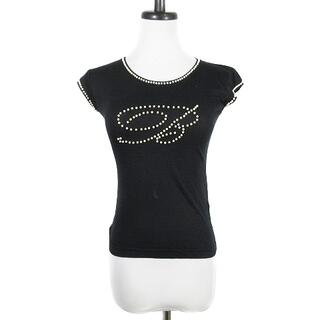 ブルマリン(Blumarine)のブルマリン Tシャツ カットソー 半袖 ビジュー フェイクパール 38 黒(Tシャツ(半袖/袖なし))